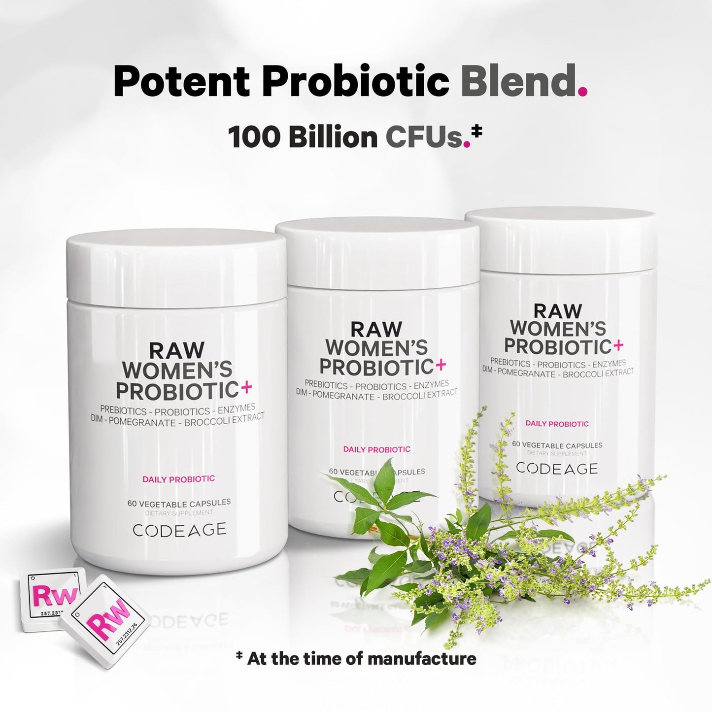 Codeage Raw Women’s Probiotic+ Supplement - 34 Probiotic Strains, 100 Billion CFUs, Digestive Enzymes, Prebiotic Blend, DIM, Herbal Extracts, Phytonutrients - Non-GMO - 30 Capsules CodeageBuy Supplements Australia