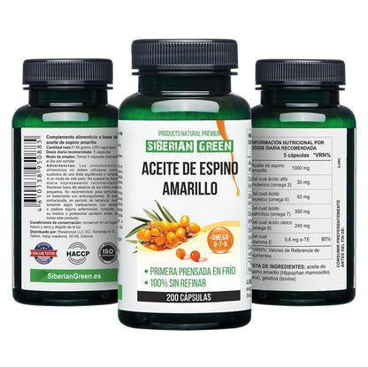 Siberian Sea Buckthorn Oil Capsules 200 Softgels | from Wild-harvested Siberian Sea Siberian GreenBuy Supplements Australia