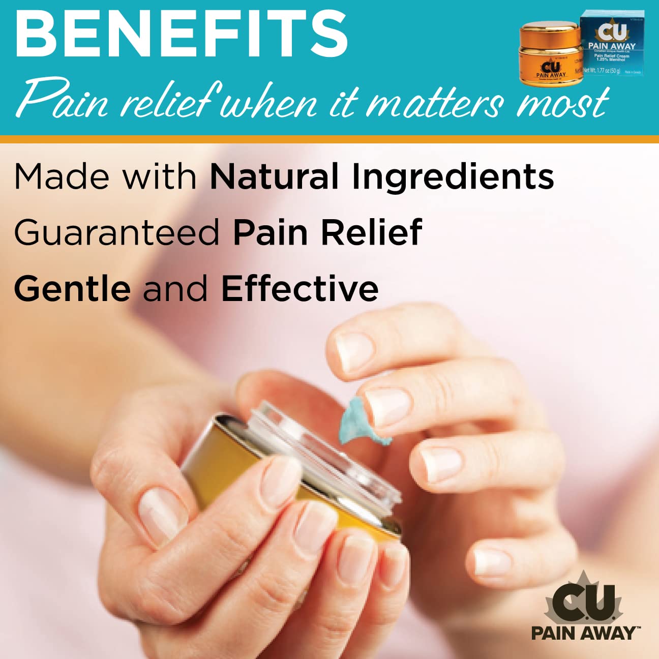 Arthritis Pain Relief Cream - C.U. Pain Away. Reduce Inflammation, Improve Mobility, Rapid Relief. Effective Muscle and Joint Pain Relief. All-Natural Ingredients. C.U. Pain AwayBuy Supplements Australia