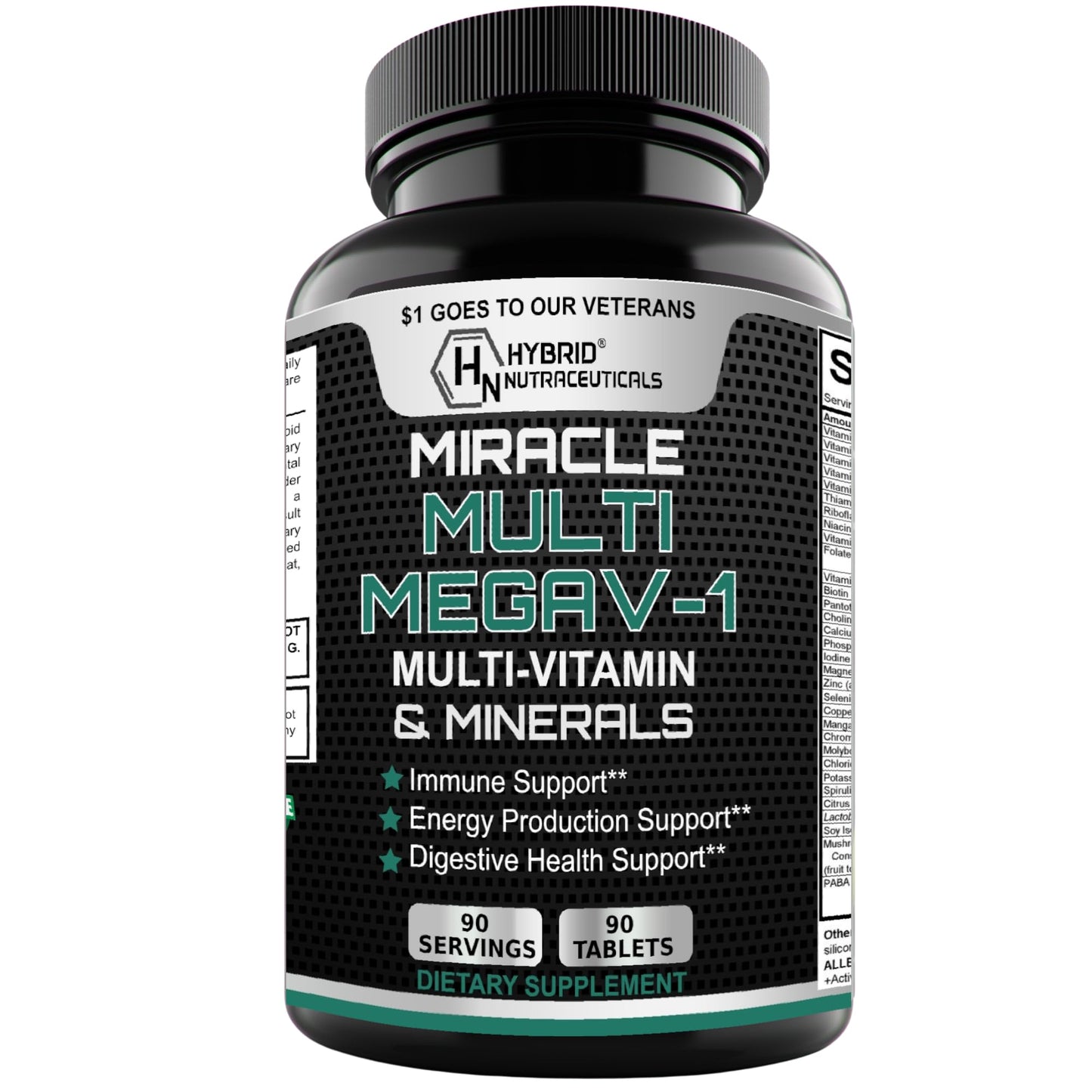 MEGAV-1 Multi-Vitamin, Superfood & Minerals - Daily Multivitamin with Probiotics, Digestive Enzyme, Mushroom Complex for Heart Health, Immune Support, Energy & Stamina - 90 Tablets Hybrid NutraceuticalsBuy Supplements Australia