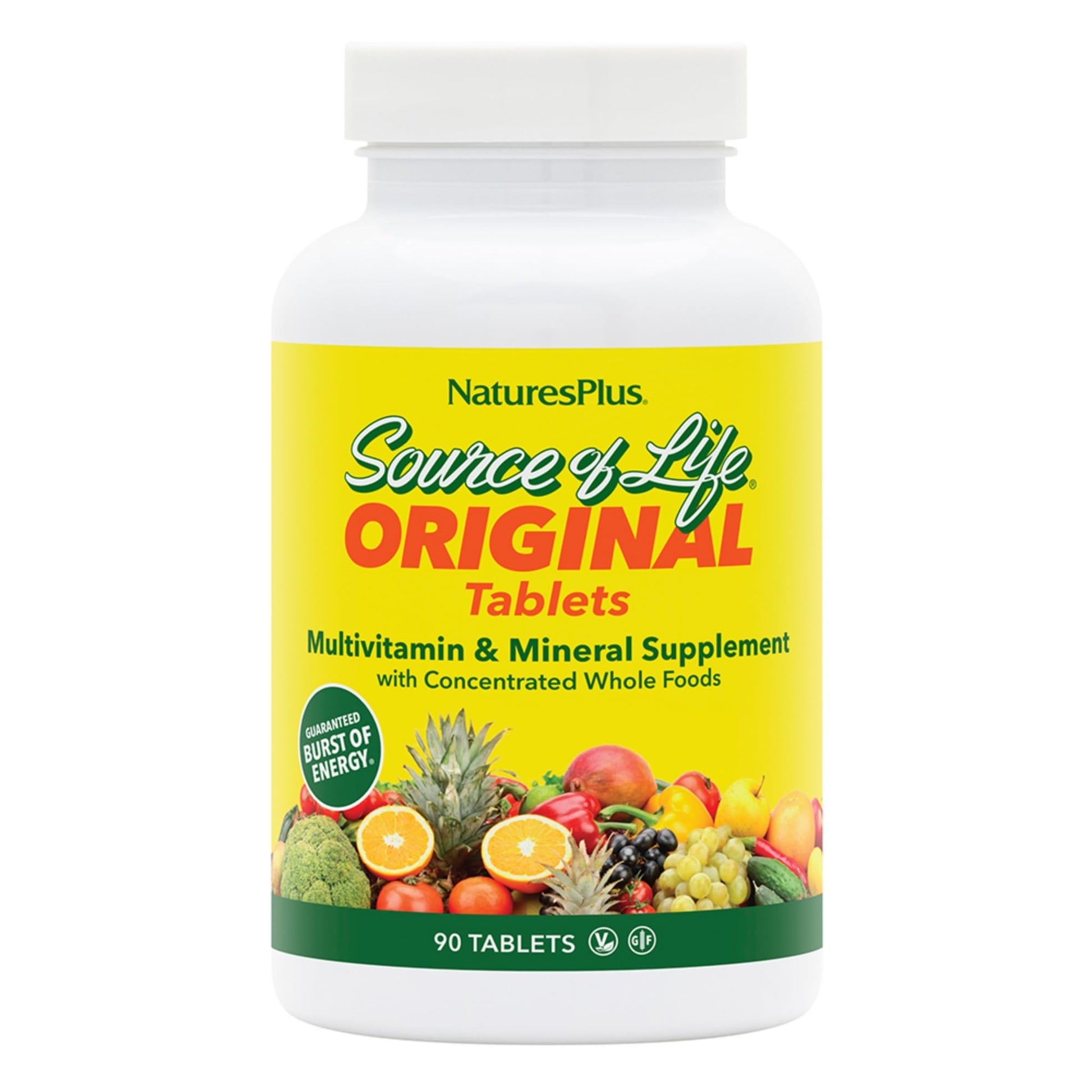 NaturesPlus Source of Life - 90 Tablets - Multivitamin & Mineral Supplement with Concentrated Whole Foods - Gluten Free, Vegetarian - 30 Servings NaturesPlusBuy Supplements Australia