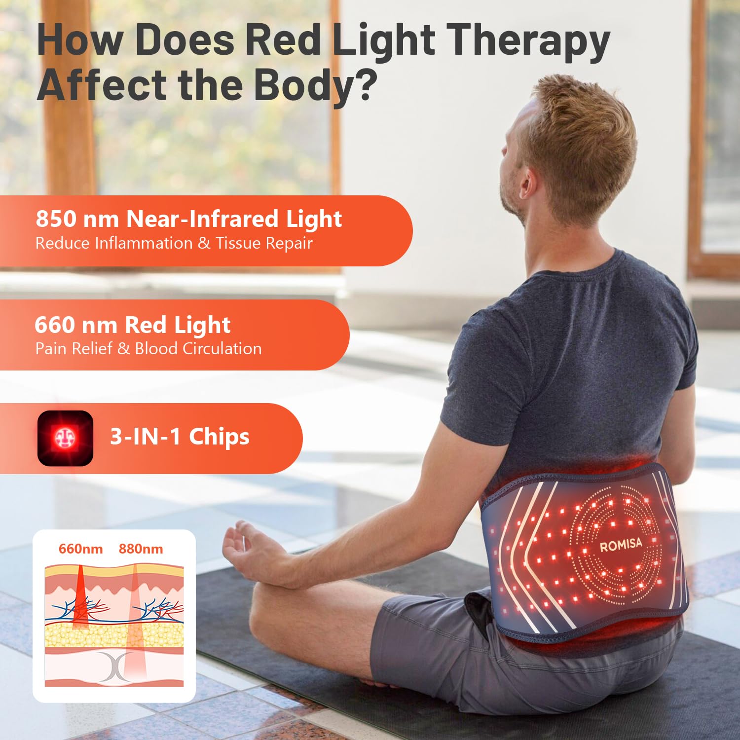 ROMISA Red Light Therapy Belt - Infrared Light Therapy Vibration Rechargeable 660nm&850nm ROMISABuy Supplements Australia