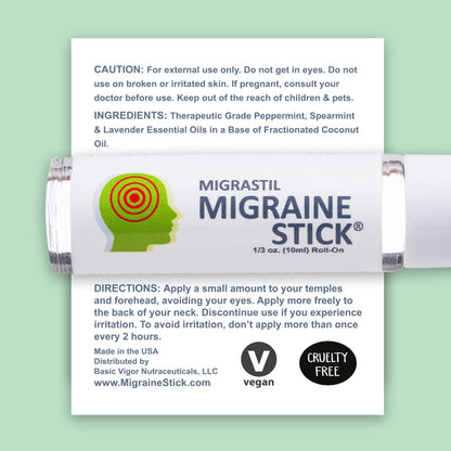 Migrastil Migraine Stick® Rollon - Fast Cooling Comfort for Your Head. Aromatherapy with Peppermint Basic VigorBuy Supplements Australia
