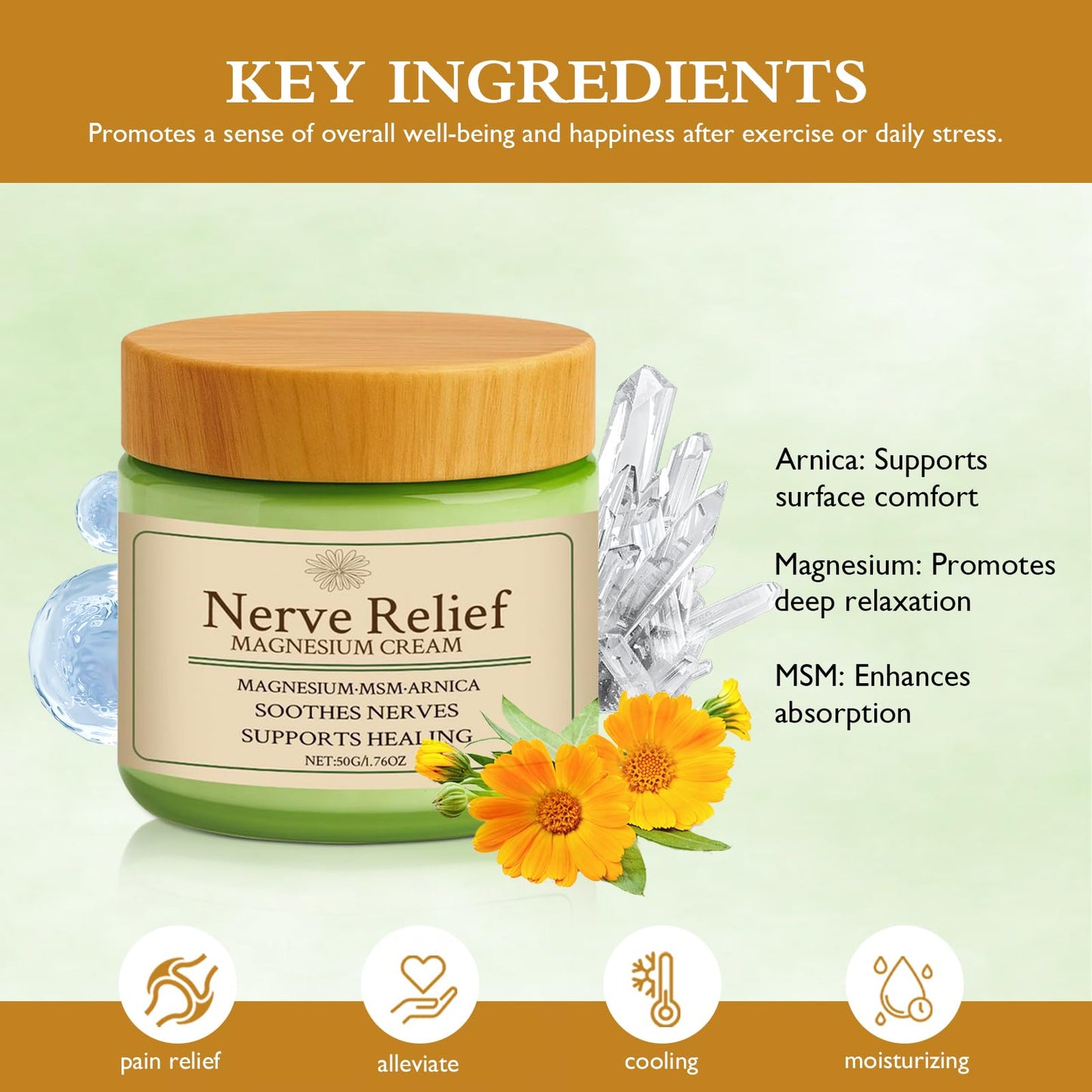 Vincofoo Nerve Relief Magnesium Cream with MSM & Arnica, Soothes Nerves & Daily Soothing Support VincofooBuy Supplements Australia