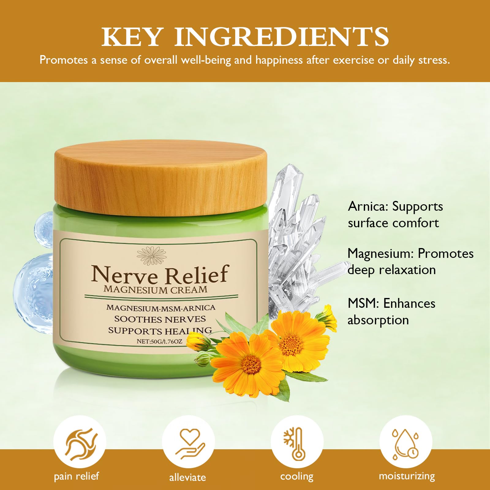 Vincofoo Nerve Relief Magnesium Cream with MSM & Arnica, Soothes Nerves & Daily Soothing Support VincofooBuy Supplements Australia