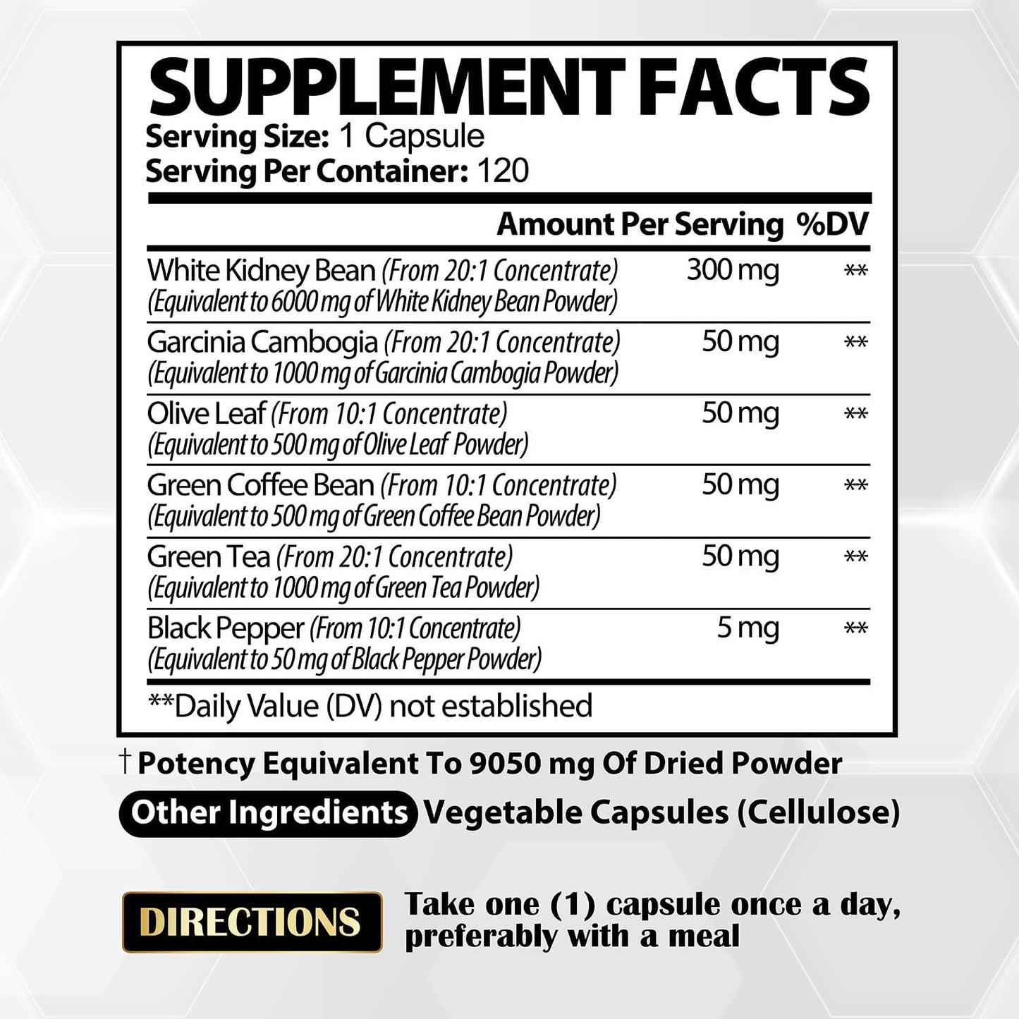 6in1 White Kidney Bean Extract Capsules 9050 Mg - with Garcinia Cambogia, Olive Leaf SatoomiBuy Supplements Australia