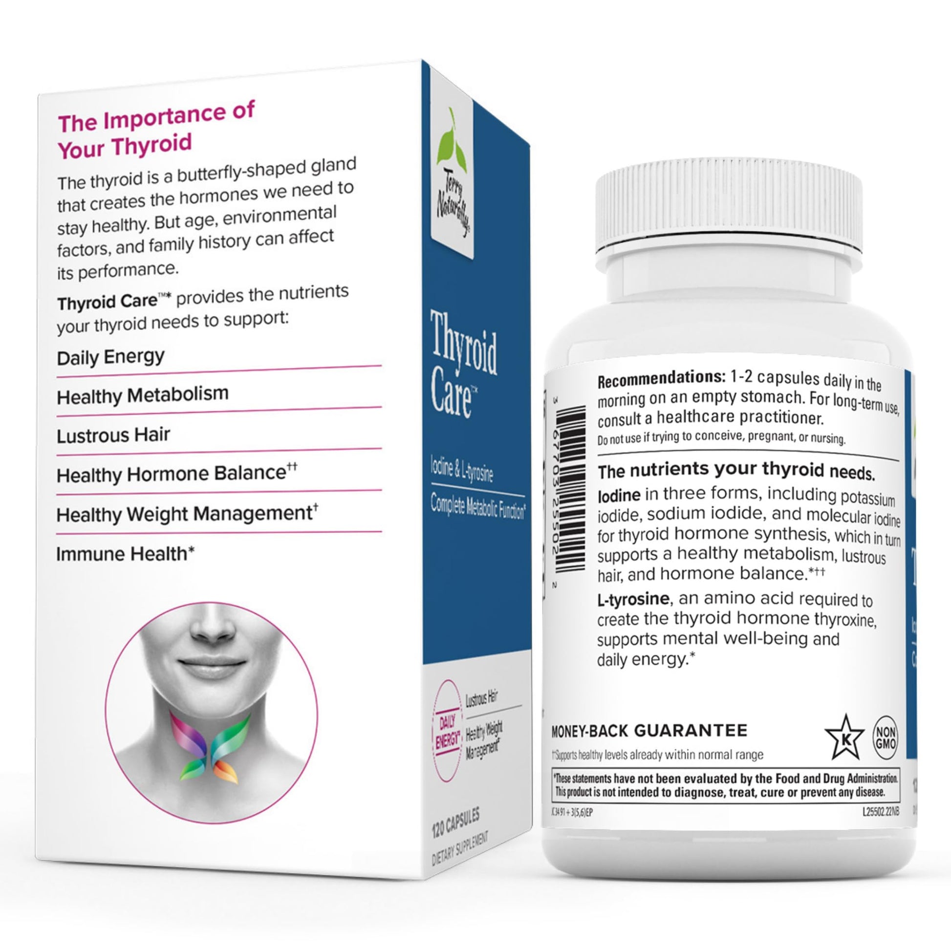 Terry Naturally Thyroid Care - 120 Capsules - Complete Metabolic Function - with Iodine Terry NaturallyBuy Supplements Australia