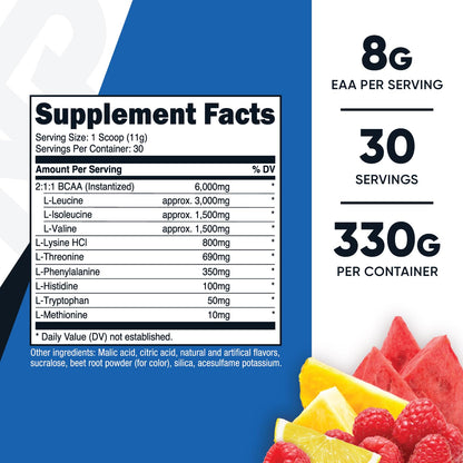 Nutricost EAA Powder 30 Servings (Fruit Punch) - Essential Amino Acids - Non-GMO, Gluten Free, Vegetarian Friendly NutricostBuy Supplements Australia