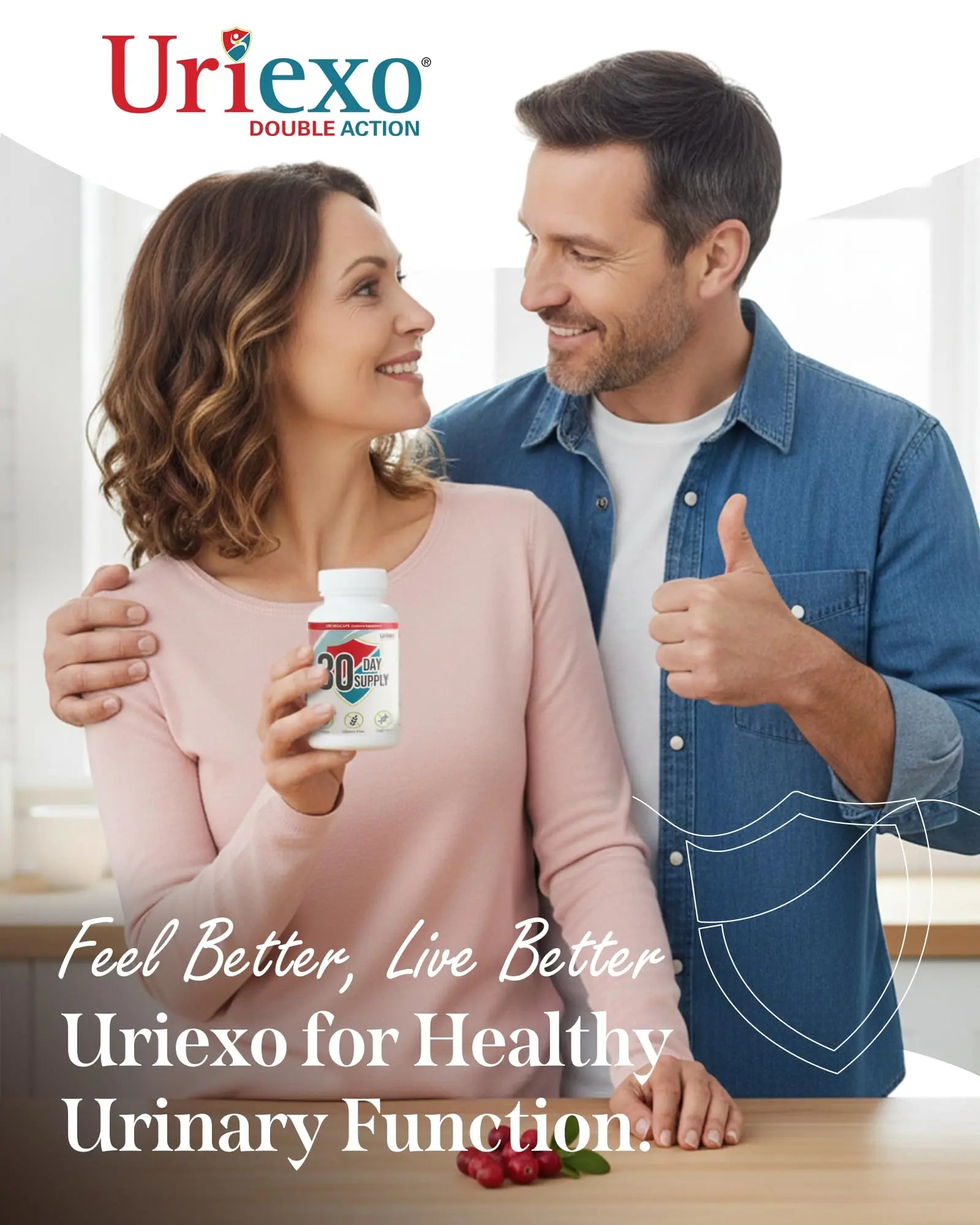 Uriexo Double Action Support Cranberry Pills - Urinary Tract Health Supplement with 36mg Proanthocyanidins PACs & 2000mg D-Mannose, Capsules for Men & Women, Non-Antibiotic Formula, 30 Day Supply UriexoBuy Supplements Australia