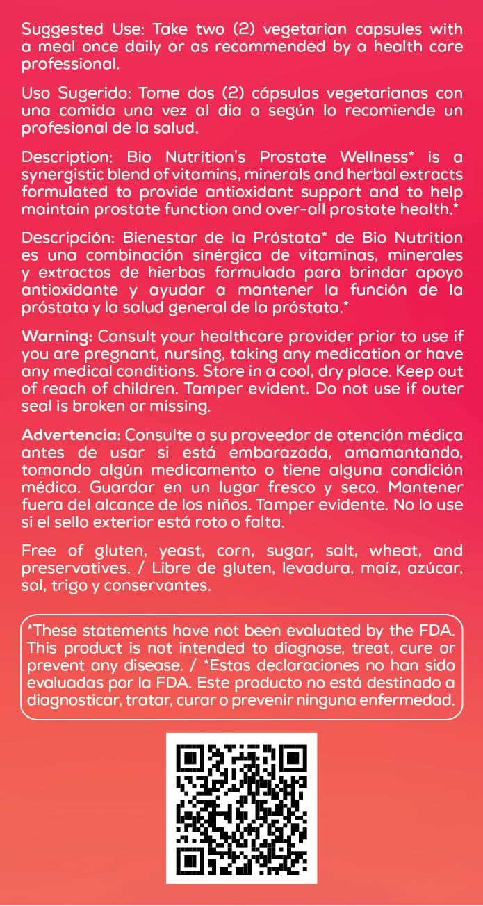 Bio Nutrition Prostate Wellness with Pumpkin Seed Extract 60 Capsules Bio NutritionBuy Supplements Australia