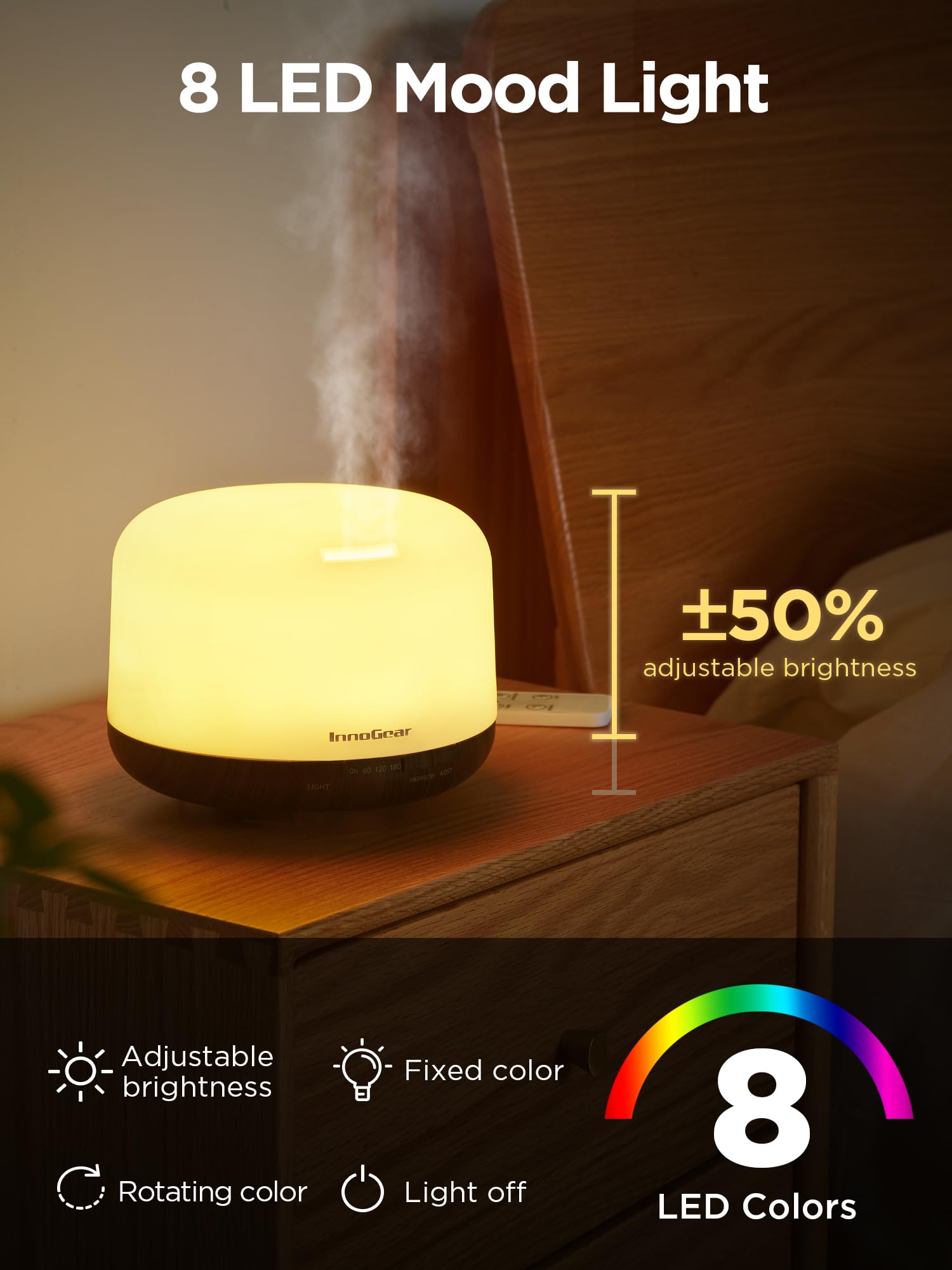 InnoGear 500ml Essential Oil Diffuser with Remote Control, Premium Ultrasonic Aromatherapy InnoGearBuy Supplements Australia
