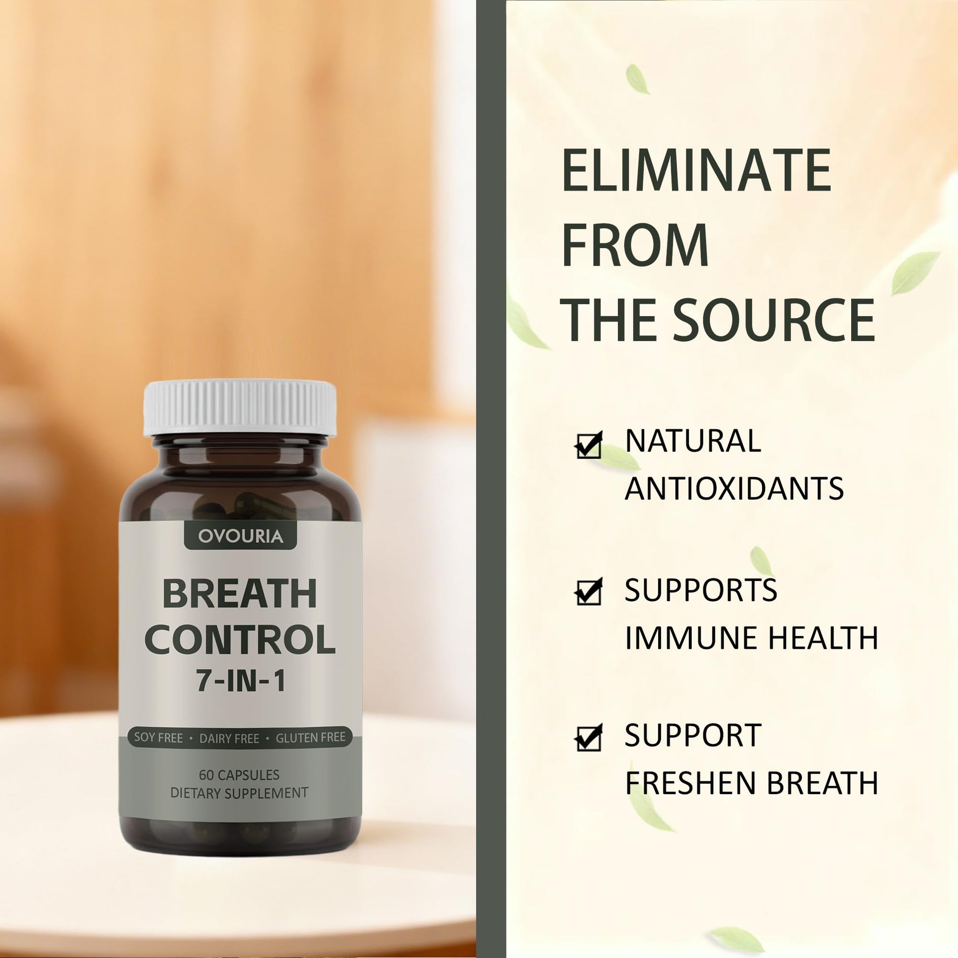 TANSPRESSO ovouria Breath & Gut Balance Capsules - 7-in-1 Formula with Probiotics, Zinc Gluconate & Magnesium Citrate for Fresh Breath, Chronic Halitosis Relief & Digestive Wellness, 60 Count(1pc) TANSPRESSOBuy Supplements Australia