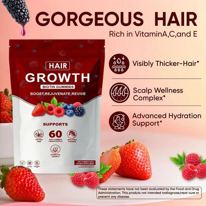 Neonomicon Lumin Hair Growth Gummies – with Biotin, Vitamin C & E, Rosemary, Saw Palmetto – Supports Healthy Hair Growth & Strength Neonomicon