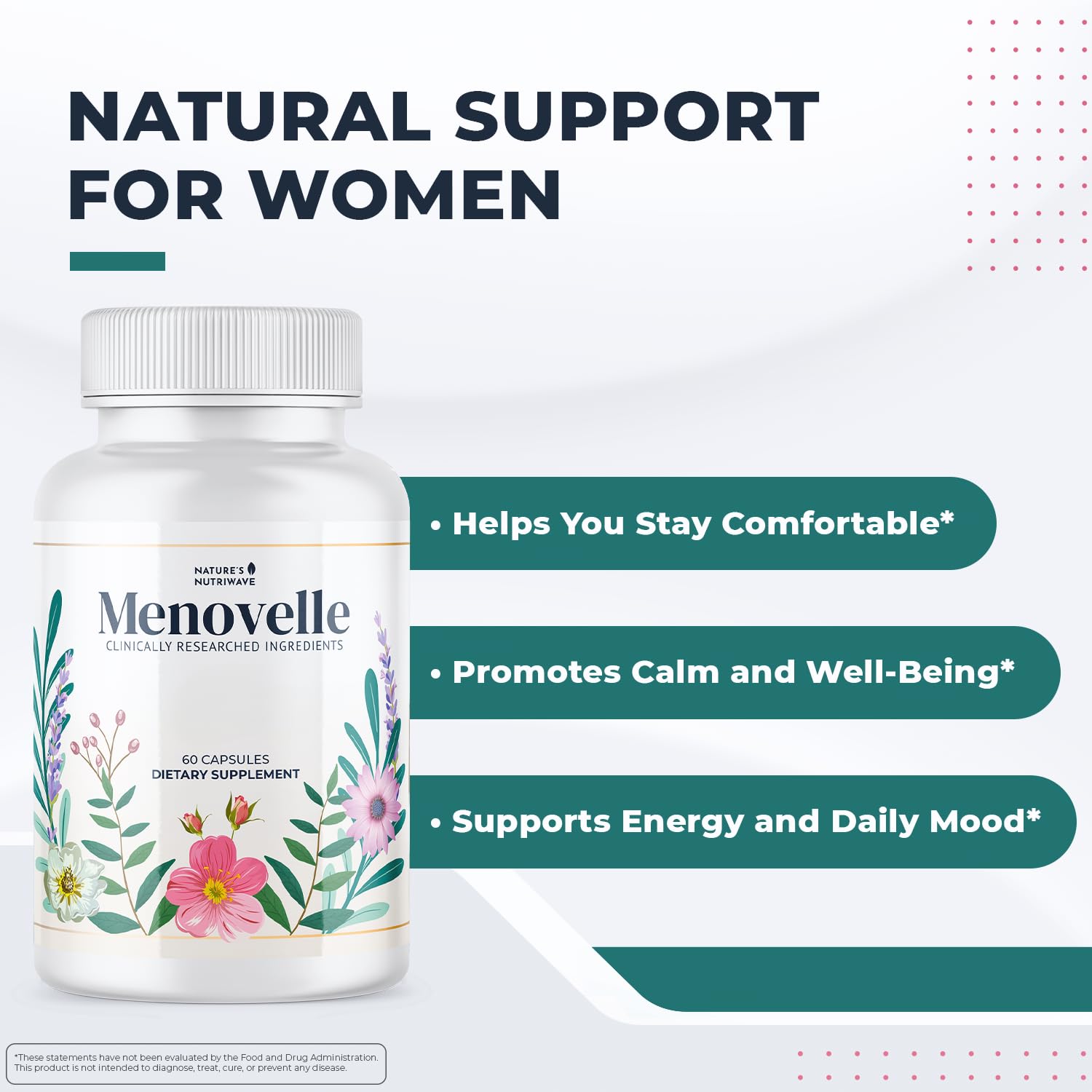 Nature’s NutriWave Menovelle Capsules for Women – Natural Daily Support Formula with Mushrooms and Botanicals – Non-GMO, Easy to Take, Made in the USA, 60 Capsules, 30 Servings, 1 Month Supply Nature’s NutriWaveBuy Supplements Australia