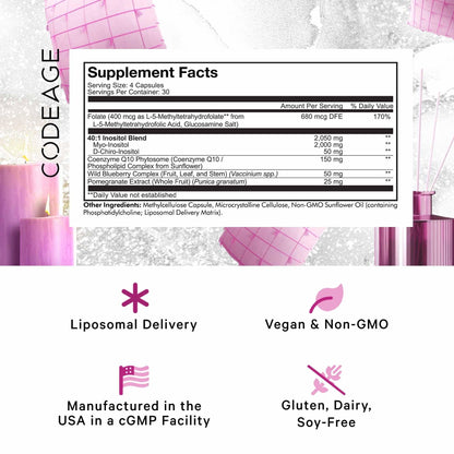 Codeage Liposomal Ovarian Inositol + Supplement - Myo-Inositol, D-Chiro-Inositol CodeageBuy Supplements Australia