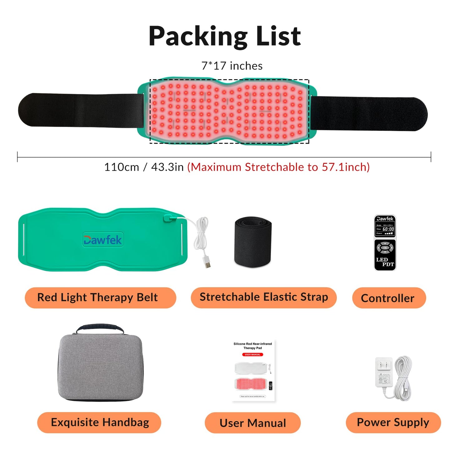 Dawfek Red Light Therapy Belt for Pain Relief Silicone Wearable Near Infrared Light Wrap Deep DawfekBuy Supplements Australia