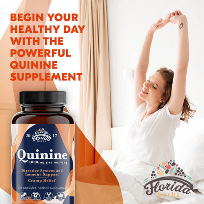 FLORIDA HERBS Quinine for Leg Cramps 1000 mg - 110 Capsules - Cinchona Bark Extract Supplement - Quinine Capsules - Vegan, Non - GMO FLORIDA HERBSBuy Supplements Australia