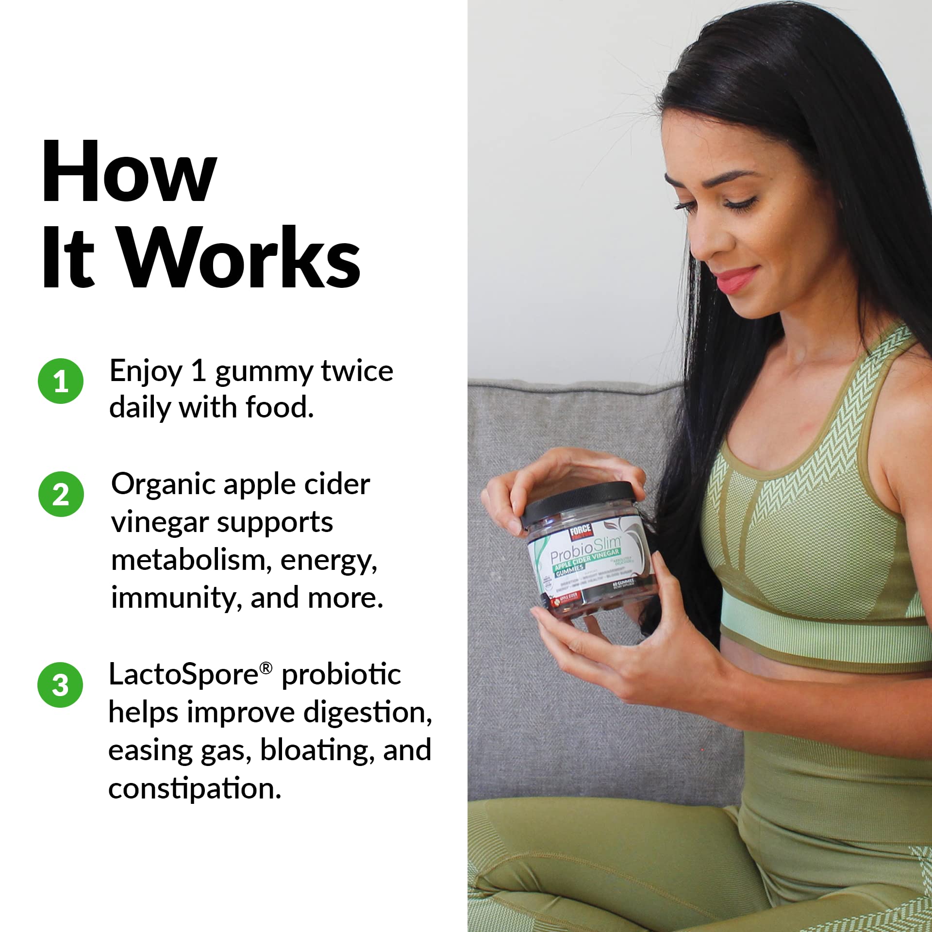 FORCE FACTOR ProbioSlim Apple Cider Vinegar Gummies Organic LactoSpore Prebiotics Force FactorBuy Supplements Australia