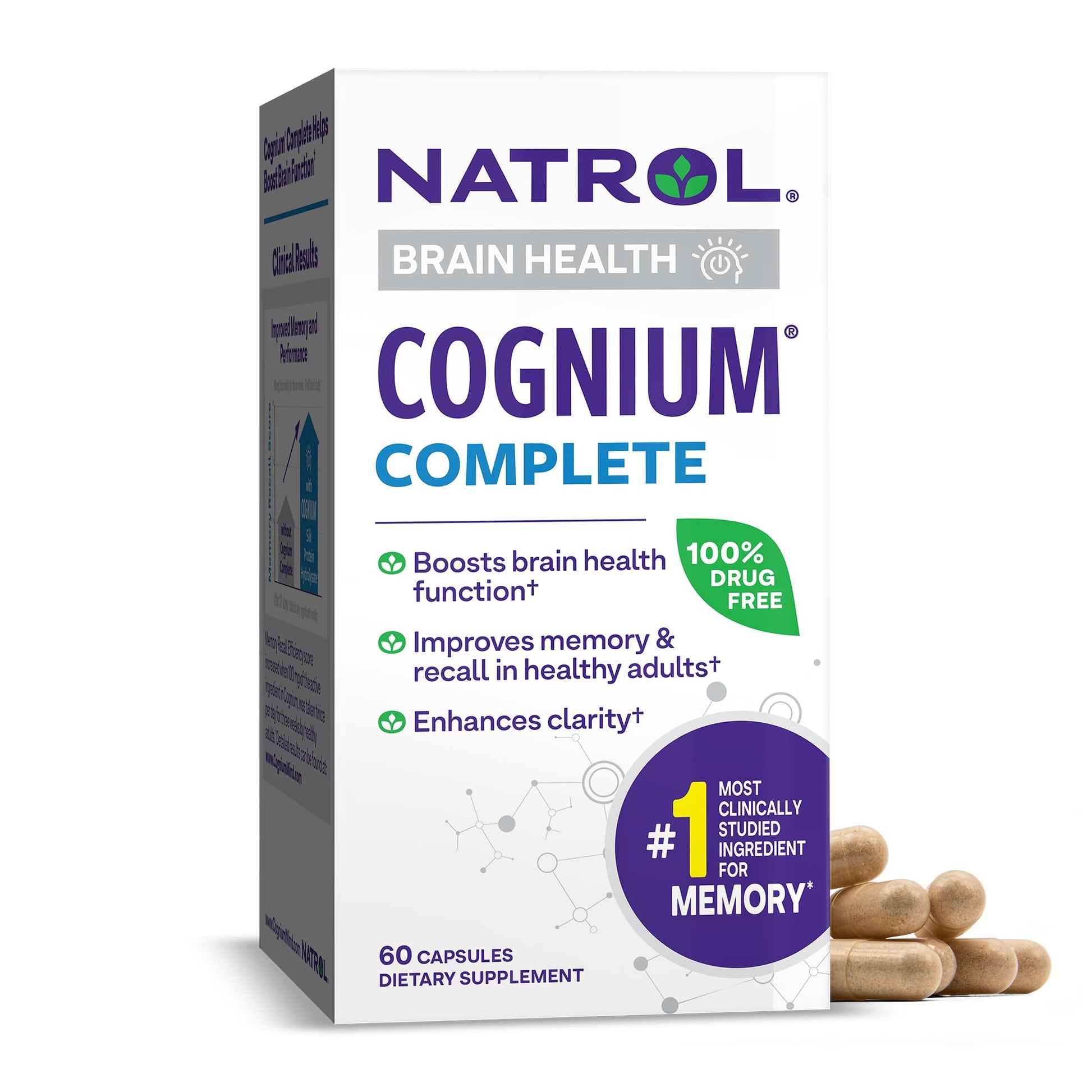 Natrol Cognium Complete, Dietary Supplement for Brain Health, Brain Health Supplements for Adults, 60 Capsules, 30 Day Supply NatrolBuy Supplements Australia