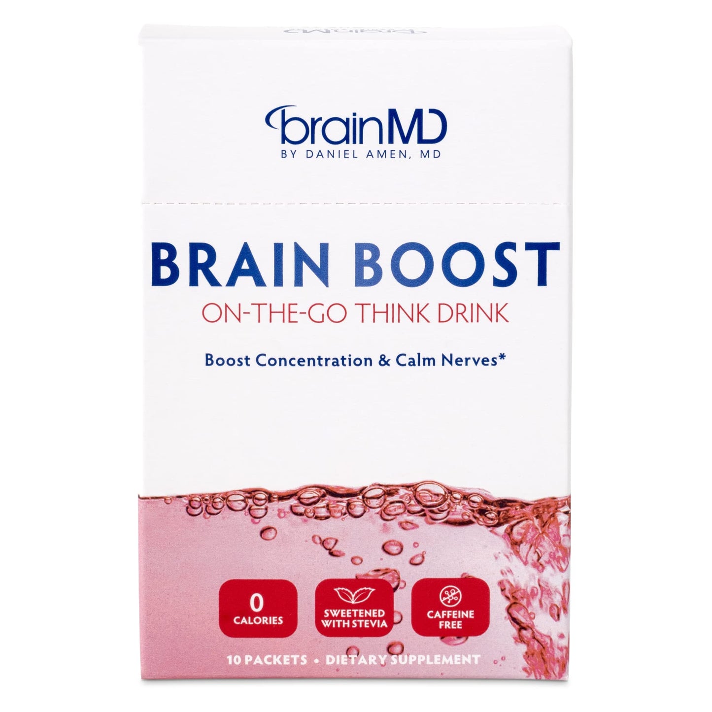 BRAINMD Dr Amen Brain Boost On The Go - 10 Packets, Berry Flavor - Nootropic Drink Powder, Promotes Focus, Clarity & Mental Energy - Caffeine Free, Gluten Free - 10 Servings BRAINMDBuy Supplements Australia