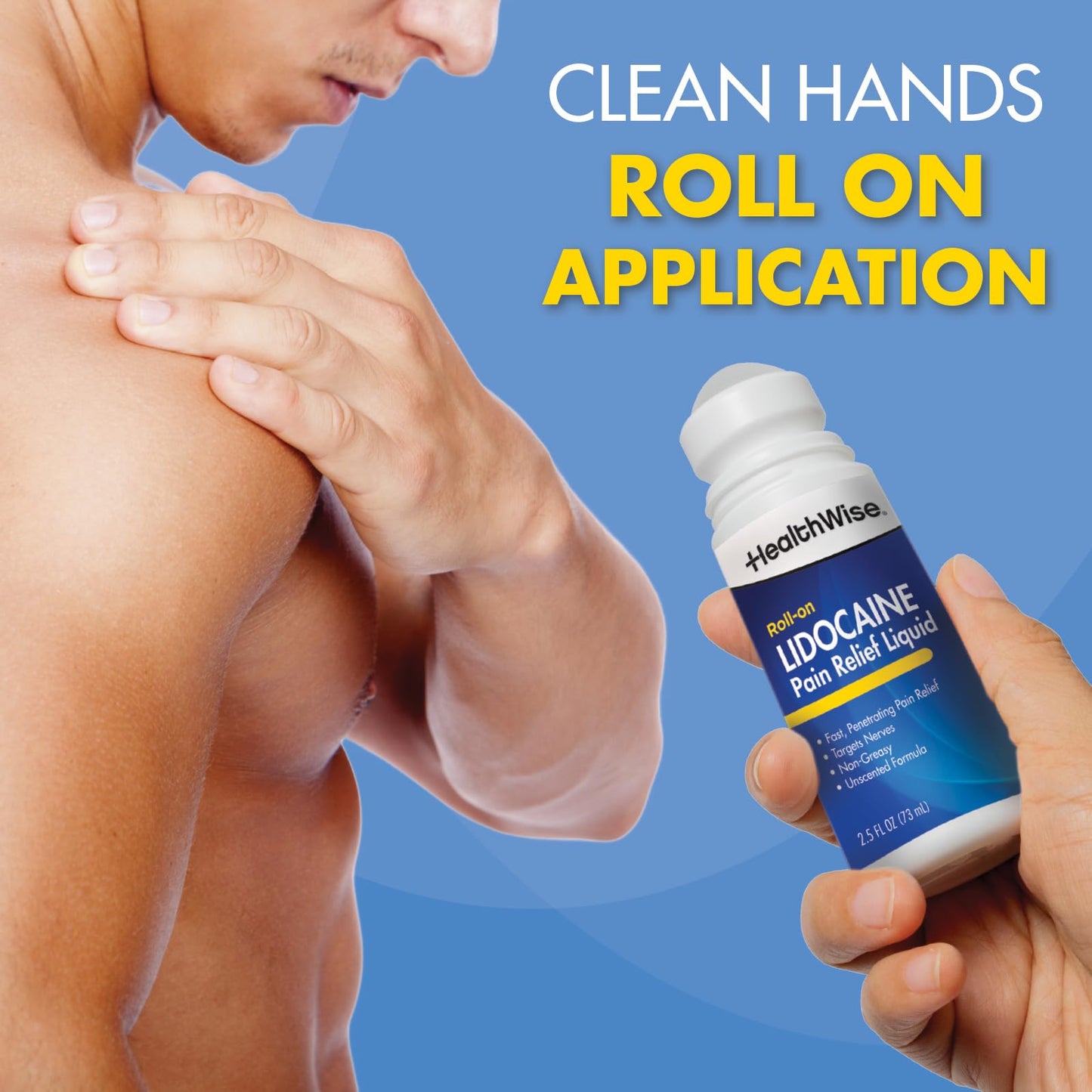HealthWise 4% Lidocaine Roll-On | OTC Strength | Pain Relief Liquid | 2.5 oz. 73 mL | Non-Greasy, Unscented Formula | Topical Anesthetic HealthWiseBuy Supplements Australia