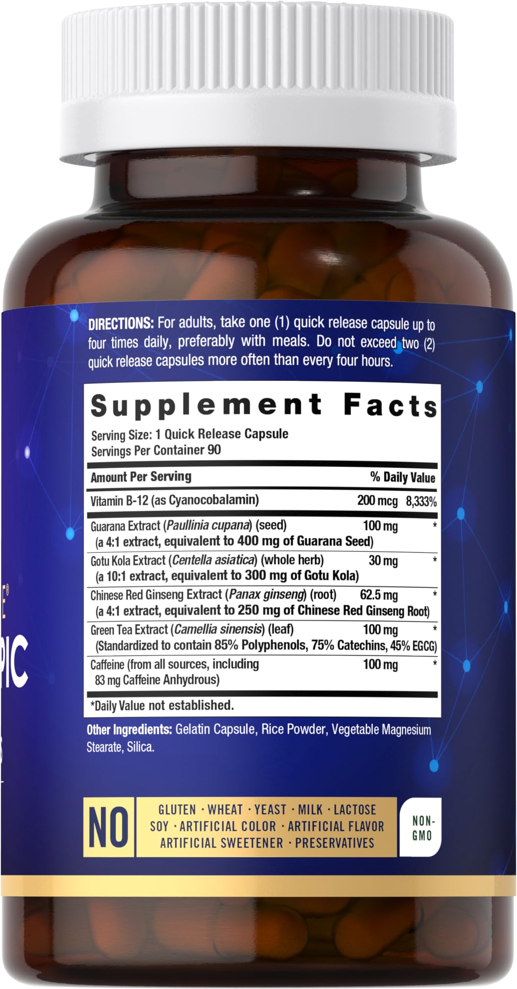 Carlyle Brain Nootropic Supplement | 90 Capsules | with Caffeine, B12, and Guarana Extract | Non-GMO & Gluten Free CarlyleBuy Supplements Australia