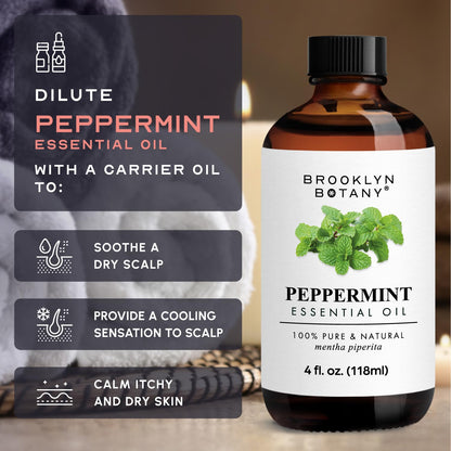 Brooklyn Botany Peppermint Essential Oil - Huge 4 Fl Oz - 100% Pure and Natural - Premium Grade Brooklyn BotanyBuy Supplements Australia