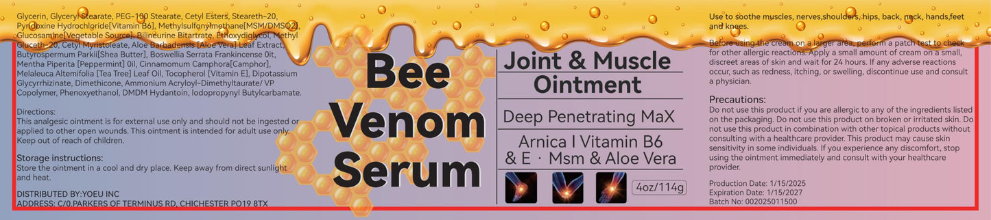 Cedonivor Bee Venom Cream, Joint & Muscle Soothing, Professional Bee Venom Joint Cream,Joint Gel - Specially for for Back, Neck, Hands, Knee CedonivorBuy Supplements Australia