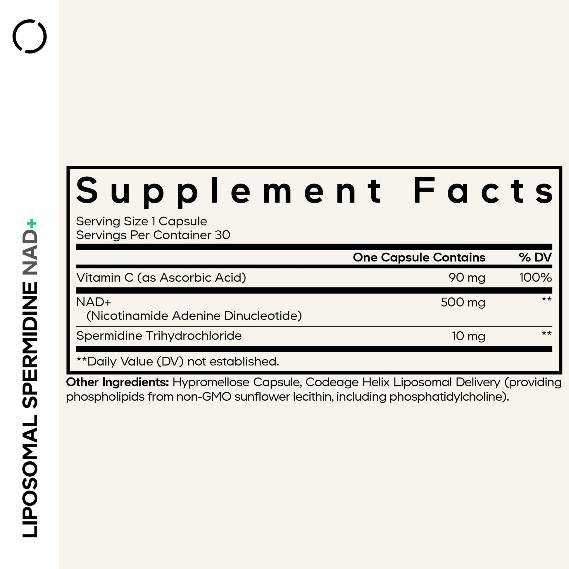 Codeage Liposomal Spermidine NAD+ Spermidine Supplement - 500 Mg NAD+ Vitamin C - Liposomal Delivery - Nicotinamide Adenine Dinucleotide Pills - 1 Capsule Per Serving - Vegan, Non-GMO - 30 Capsules CodeageBuy Supplements Australia
