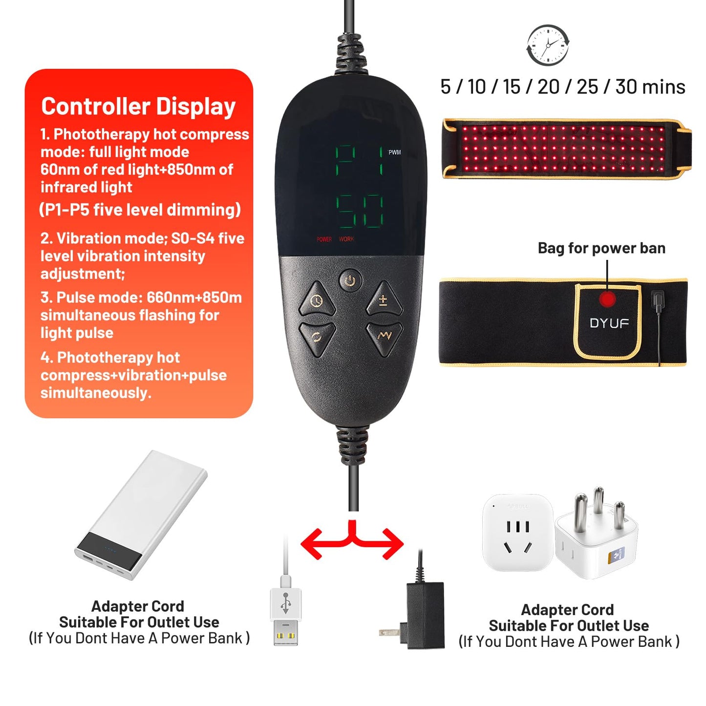 Red Light Therapy Belt DYUF Infrared Light Therapy : Muscle Recovery, Pain Relief, and Healing Device DYUFBuy Supplements Australia