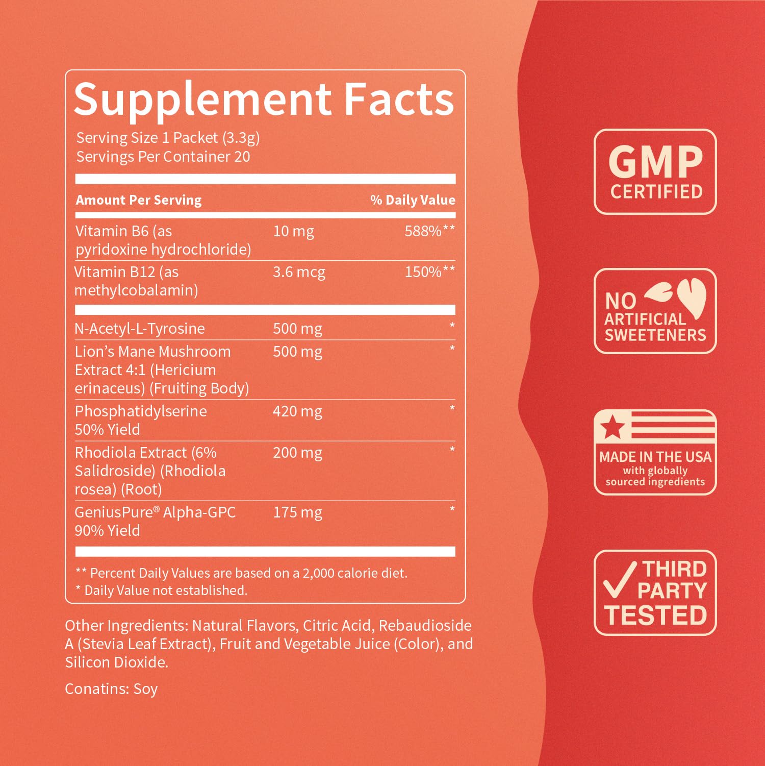 Nello Superfocus Focus Drink Mix – Fruit Punch Flavor – Alpha GPC, Lion’s Mane, Rhodiola & N-Acetyl L-Tyrosine – Sugar-Free, On-the-Go Packets – 20 Servings NelloBuy Supplements Australia