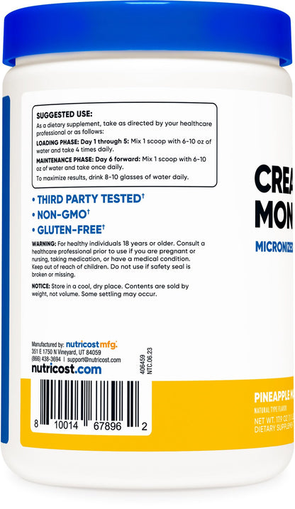 Nutricost Creatine Monohydrate Powder (Pineapple Mango, 500 Gram) - Micronized NutricostBuy Supplements Australia