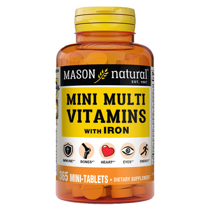 MASON NATURAL Mini Multi Vitamins with Iron, Vitamins A, C, D, E, B1, B2, B3, B6, B12, Folate and Calcium for Overall Health MASON NATURALBuy Supplements Australia