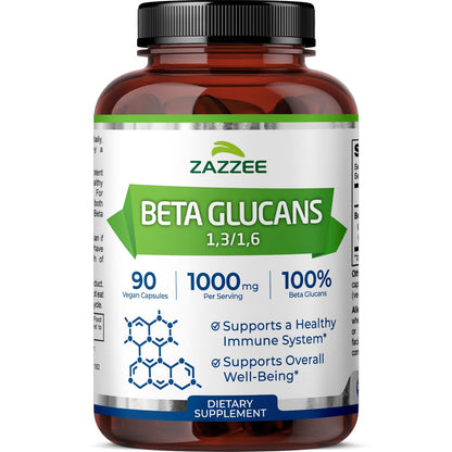 Zazzee Extra Strength 1,3/1,6 Beta Glucans, 1000 mg, 100% Concentrated, 90 Vegan Capsules, Supports a Healthy Immune System, 100% Vegetarian, All-Natural and Non-GMO ZazzeeBuy Supplements Australia
