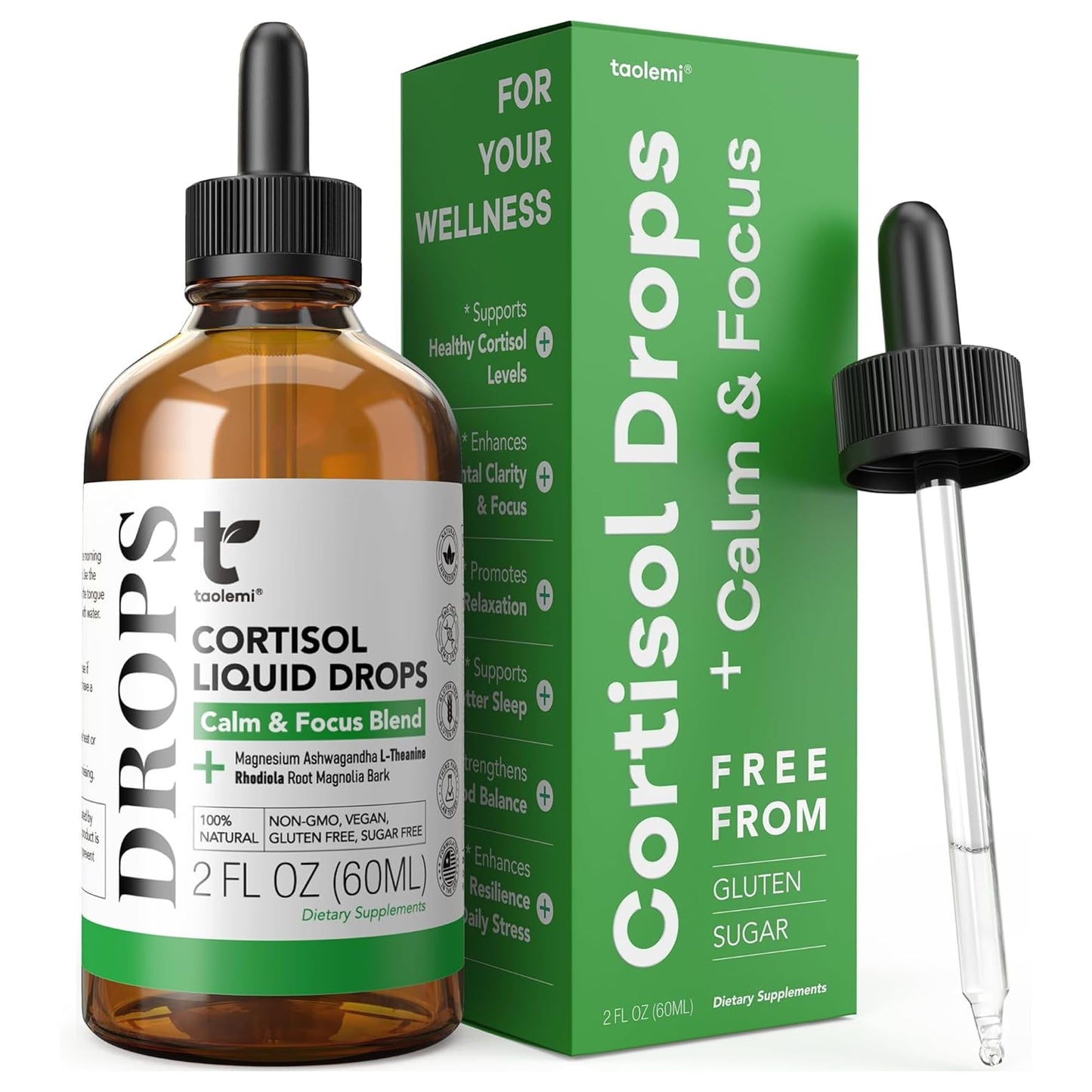 Cortisol Manager Drops with Magnesium & Ashwagandha - Advanced Liquid Blend for Relaxation, Supports Restful Sleep, Fast-Absorbing Liquid, Non-GMO, 2 Fl Oz taolemiBuy Supplements Australia