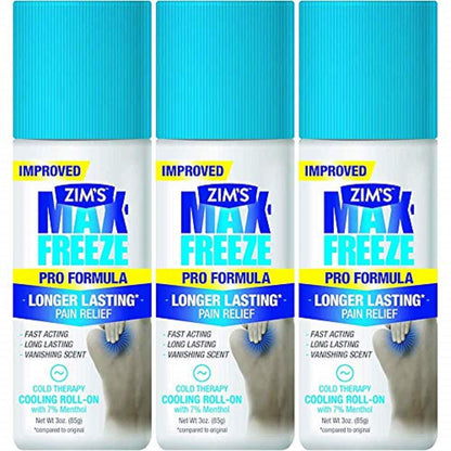 Zim's Max Freeze Pro Formula Longer Lasting Pain Relief Cold Therapy Cooling Roll-On 3 Oz. (Pack of 3) WutsarBuy Supplements Australia