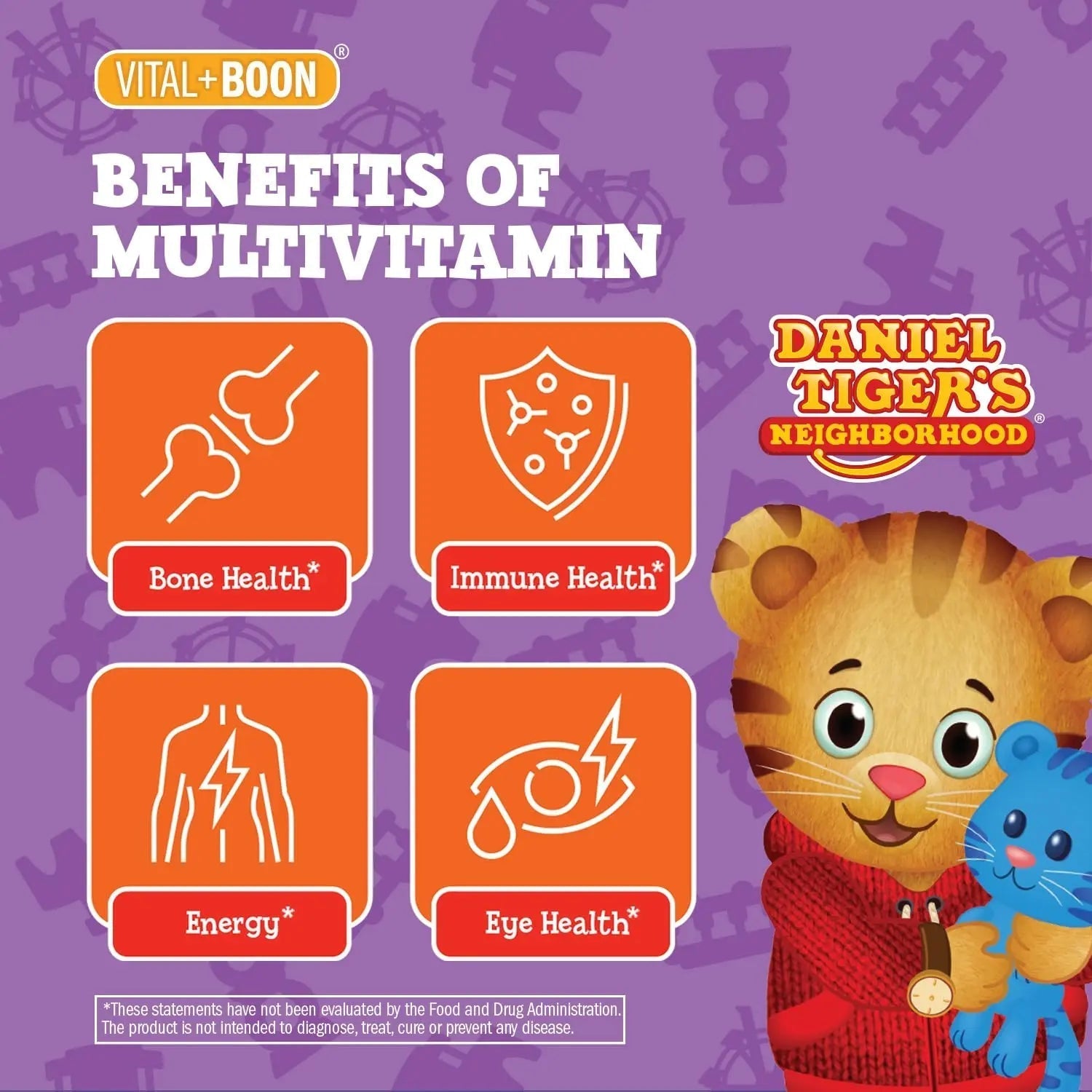 Daniel Tiger - Kids Multivitamin Jellybeans (210 Jellybean Bottle) Toddler 2+ & Kids Vitamins - 13 Essential Vitamins & Minerals to Support Bone Health Vital+Boon