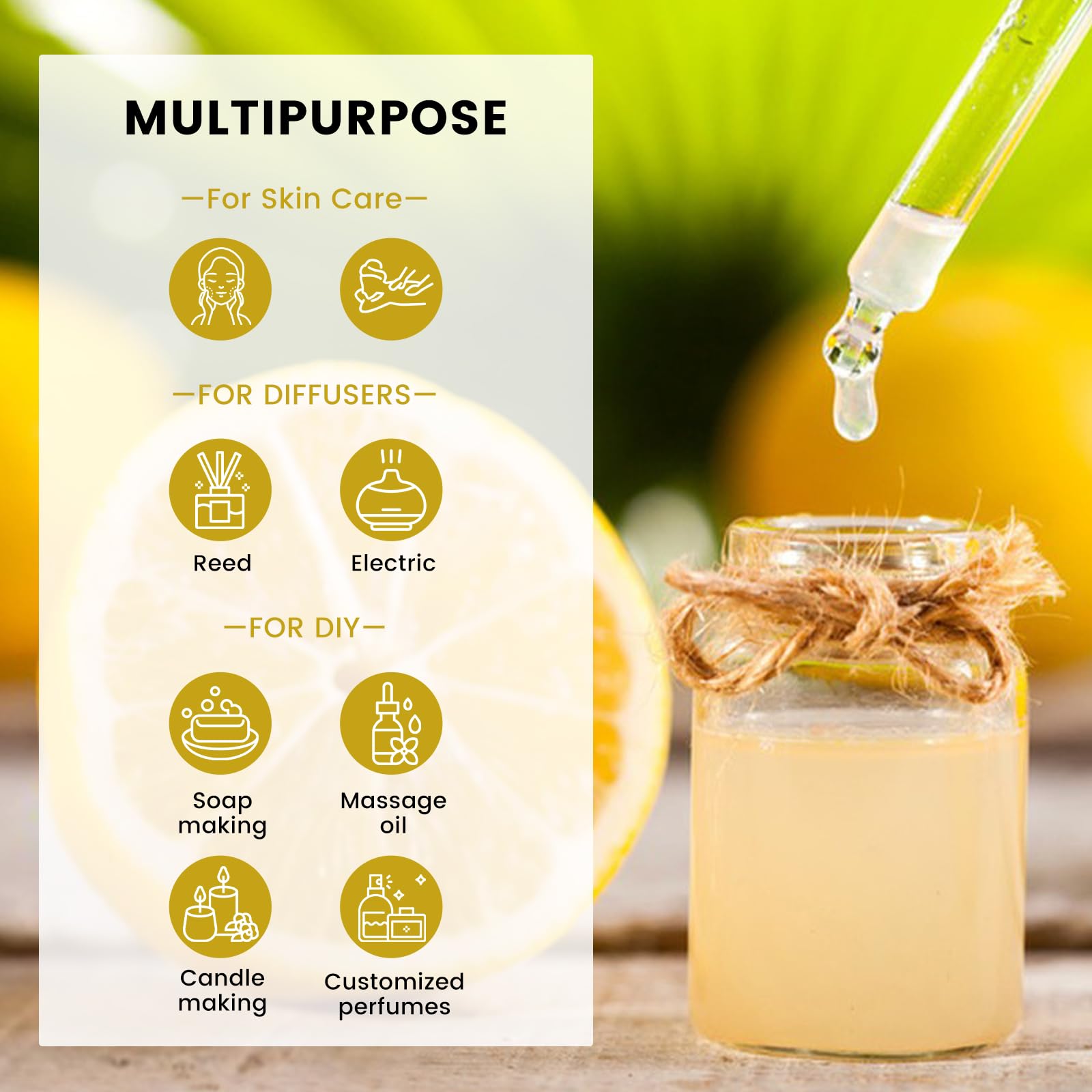 yethious Lemon Essential Oil Lemon Essential Oill for Diffuser, Perfume, Body, Skin, Hair, Candle Soap yethiousBuy Supplements Australia