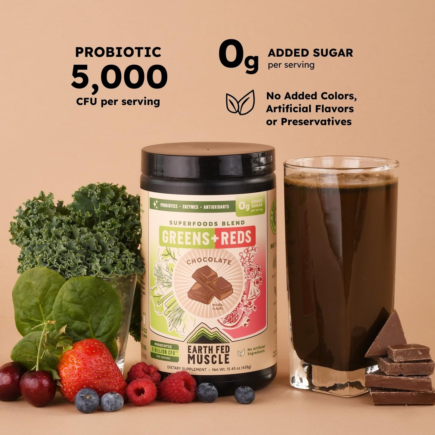 Earth Fed Muscle Chocolate Greens & Reds Superfood Blend Earth Fed MuscleBuy Supplements Australia