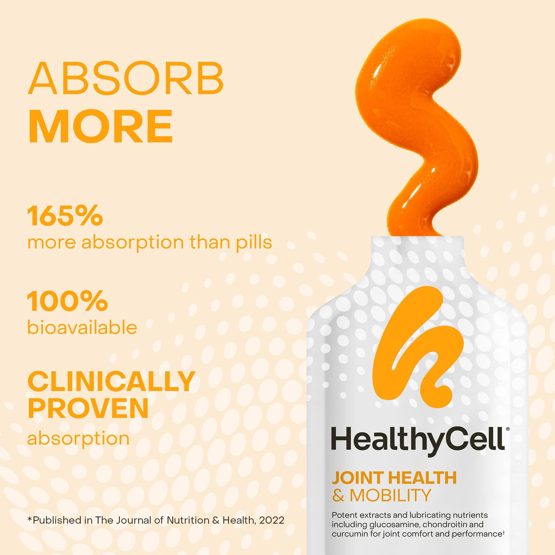 Healthycell Joint Health & Mobility Daily Liquid Supplement - Joint Support Supplement, Inflammation Response, Cartilage & Flexibility with Curcumin, Glucosamine & Chondroitin - 14 Gel Packs HealthycellBuy Supplements Australia