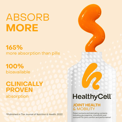 Healthycell Joint Health & Mobility Daily Liquid Supplement - Joint Support Supplement, Inflammation Response, Cartilage & Flexibility with Curcumin, Glucosamine & Chondroitin - 14 Gel Packs HealthycellBuy Supplements Australia