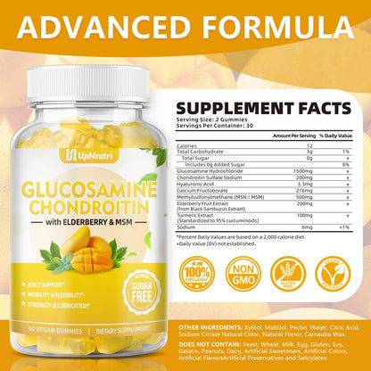 Sugar Free Glucosamine Chondroitin Gummies, Extra Strength 1500mg Glucosamine UPNEUTRIBuy Supplements Australia