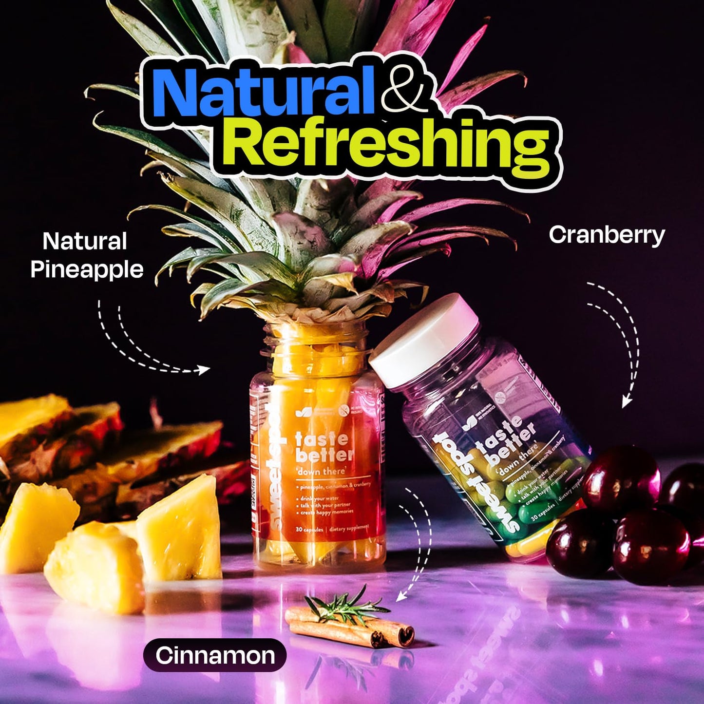 Pineapple Probiotics for Men – 625mg Sweet Spot Formula with Pineapple Extract, Cranberry & Cinnamon, Supports pH Balance & Freshens Taste, 60 Capsules, Made in the USA TASTE THE SWEET SPOTBuy Supplements Australia