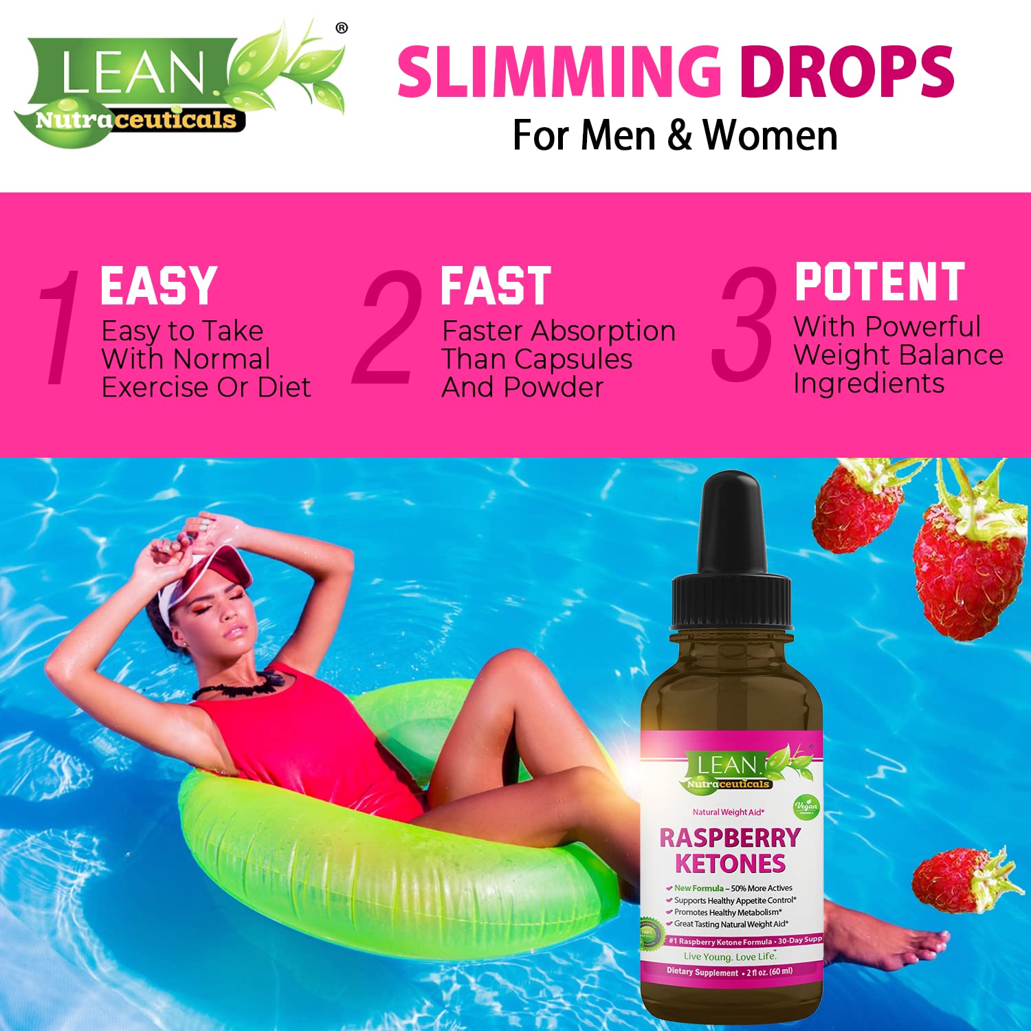 Weight Loss Perfect Keto Raspberry Ketone Drops, Appetite Suppressant Fat Burner LEAN NutraceuticalsBuy Supplements Australia