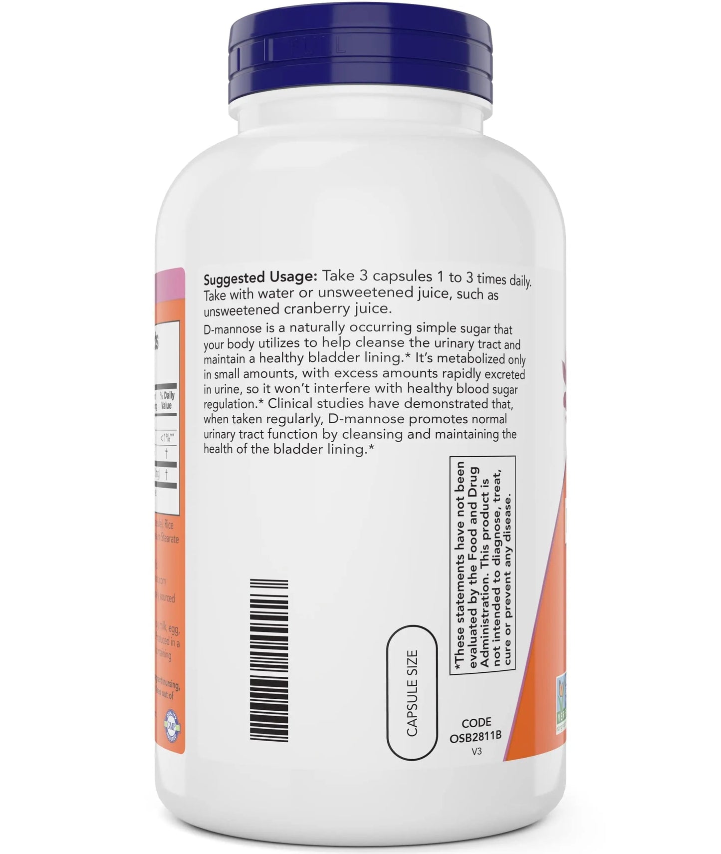 Now D-Mannose 500 mg, 300 Capsules - Vegan, Non GMO Supplement for Women and Men - Supports Healthy Urinary Tract, Cleanses The Bladder NOW FoodsBuy Supplements Australia