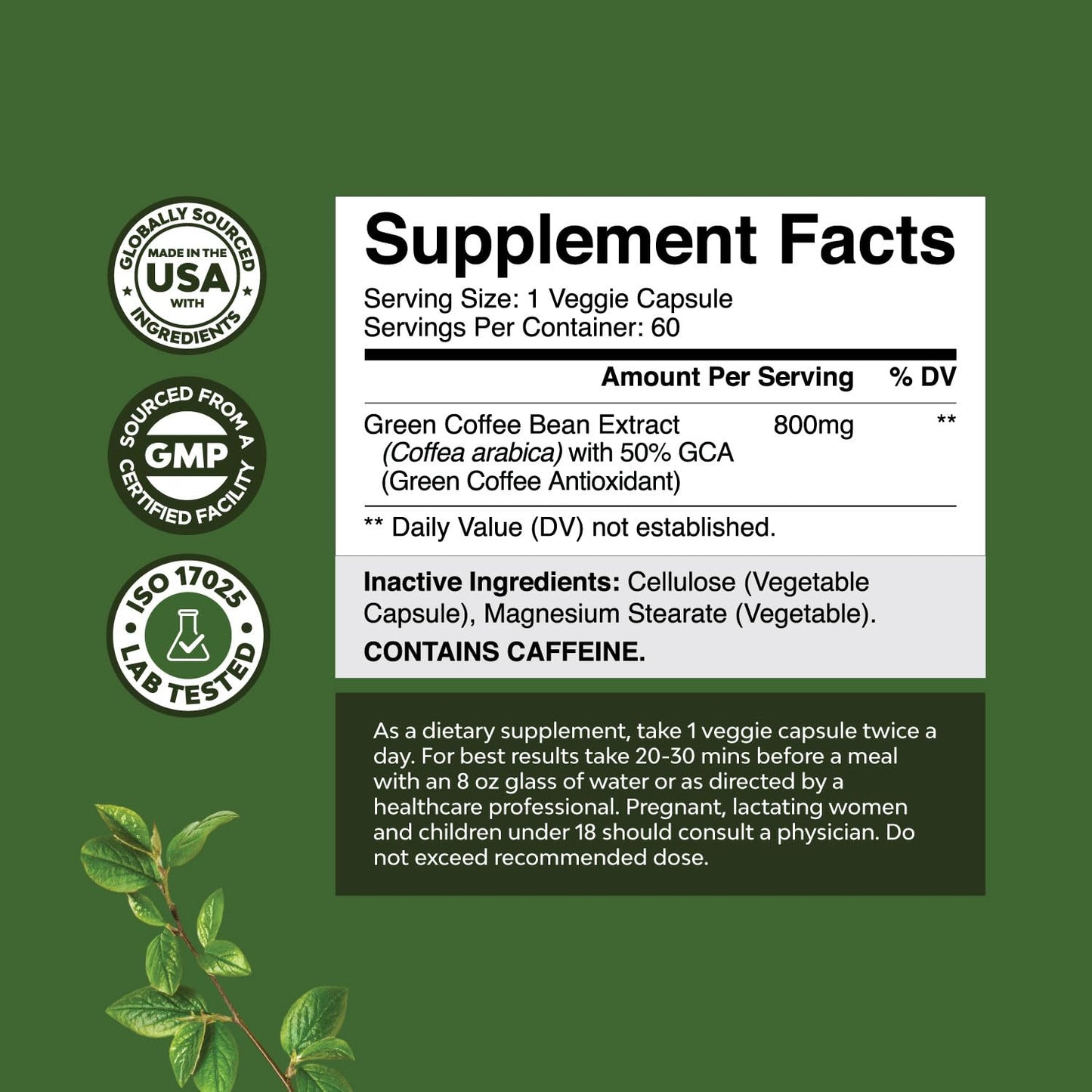 Pure Green Coffee Bean Extract - Super Energizing Green Coffee Extract with 50% Chlorogenic Natures CraftBuy Supplements Australia