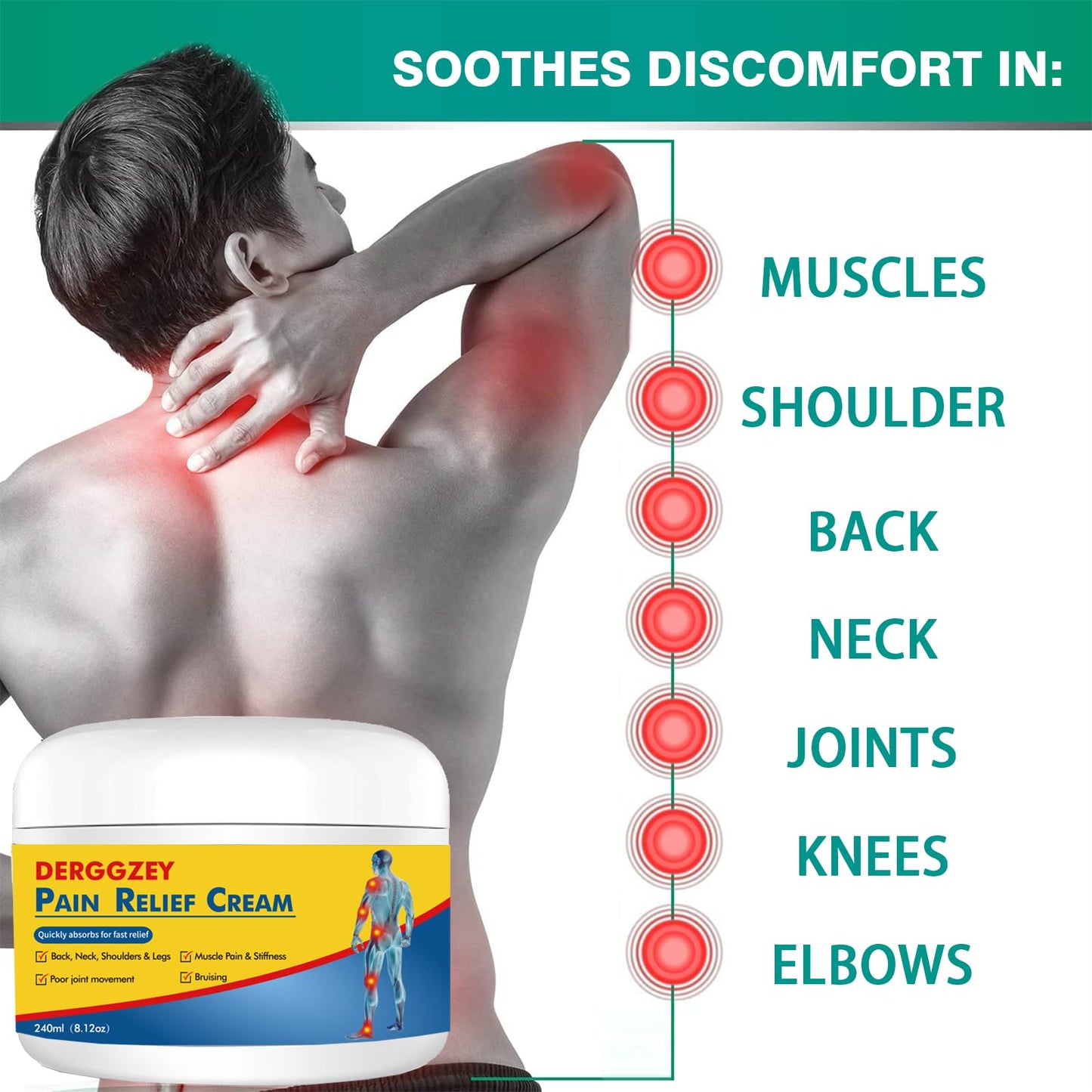Derggzey Naturals Arthritis Pain Relief Cream 8 oz - Maximum Strength Deep Penetrating for Joint, Muscle, Knee, Back, Feet, Hand, Ankle - Effective Soothing DerggzeyBuy Supplements Australia