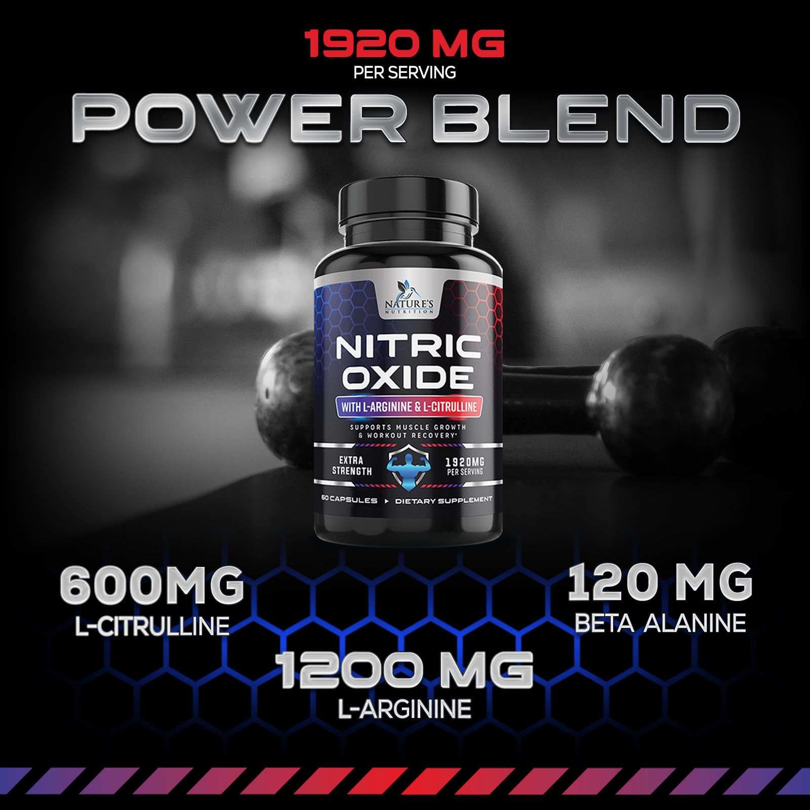 Extra Strength Nitric Oxide Supplement L Arginine 3X Strength - Citrulline Malate, AAKG Nature's NutritionBuy Supplements Australia