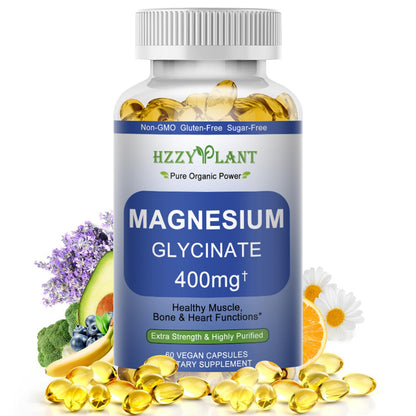 Magnesium Glycinate Softgels, High Absorption Magnesium Glycinate 400mg Supplement for Muscle, Heart, Sleep & Bone Support, Bisglycinate Softgel Capsules Supplement, Vegan, Non-GMO, 2 Month Supply HZZYPLANTBuy Supplements Australia