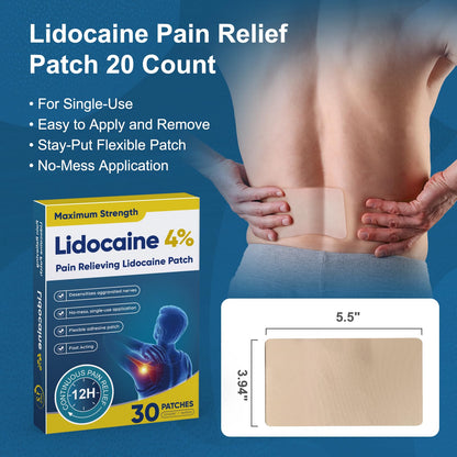 Teemofe 4% Lidocaine Pain Relief Patches – Maximum OTC Strength, Fast-Acting Targeted Relief, 30 Count, for Everyday Muscle & Joint Discomfort - 260130-2 TeemofeBuy Supplements Australia